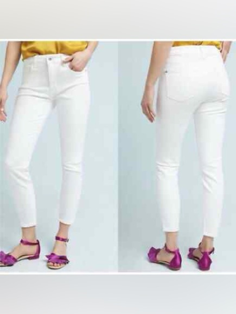 Pilcro And The Letterpress Mid Rise Slim Straight White Jeans Size 27